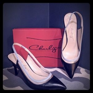 Charly Amar Black and White Sling Back Heels